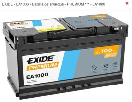 EXIDE EA1000 - *NETO* BTR. EXIDE 12V 100AH 900A 353/175/190