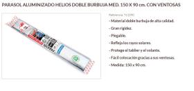 Pool Line 761090 - *NETO* PARASOL ALUMINIZADO HELIOS DOBLE BURBUJA MED.140 X 90