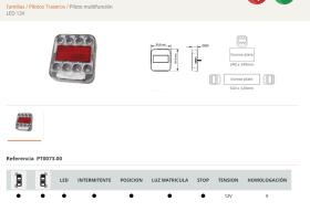 RINDE PT007300 - PILOTO MULTIFUNCIóN LED 12V CON LUZ MATRíCULA