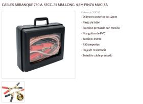 Pool Line 709535 - CABLES ARRANQUE 750 A. SECC. 35 MM. LONG. 4,5M PINZA MACIZA