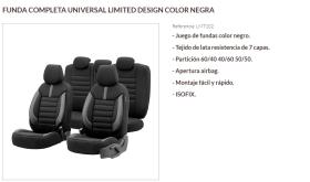 Pool Line LMT102 - *NETO* FUNDA COMPLETA UNIVERSAL LIMITED DESIGN COLOR NEGRA