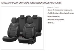 Pool Line TRO902 - *NETO* FUNDA COMPLETA UNIVERSAL TORO DESIGN COLOR NEGRA/GRIS