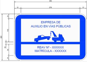 Matriculas Europeas 2034 - PLACA V-24 GRUA AUXILIO EN CTRA. 340X220 SERIGRAFIADA