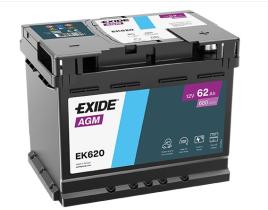 EXIDE EK620 -  BTR. EXIDE AGM 12V 62AH 680A 242/175/190 +D