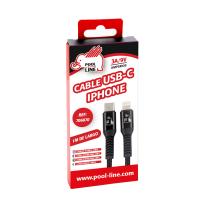 Pool Line 706070 - CABLE TELEFONÍA TIPO IPHONE A TIPO C; 3 AMP /9V (LONG.1METR)